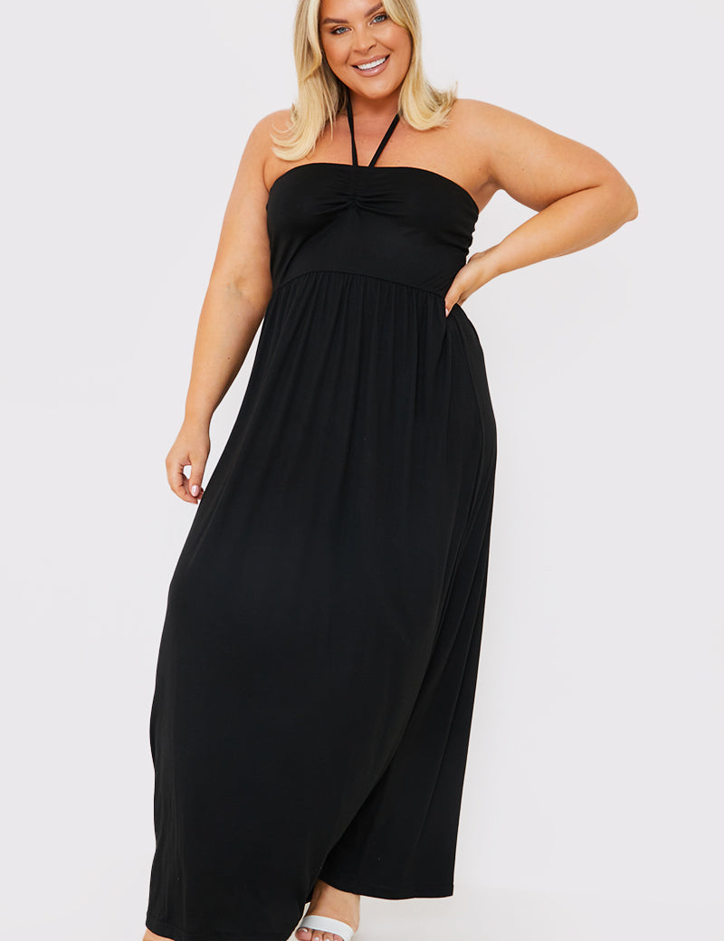 Halterneck Ruched Front Midaxi Dress