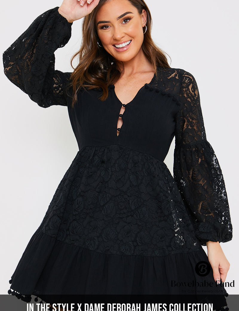 Lace Bell Sleeve Mini Dress