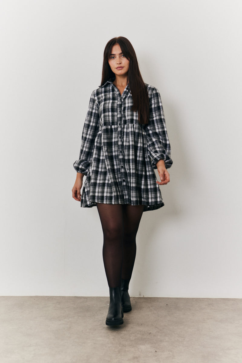 Check Smock Shirt Dress	