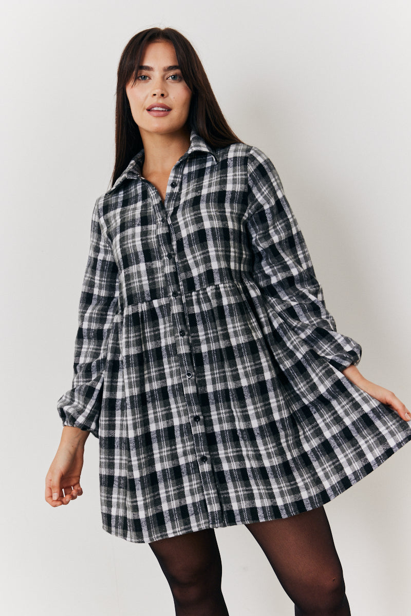 Check Smock Shirt Dress	