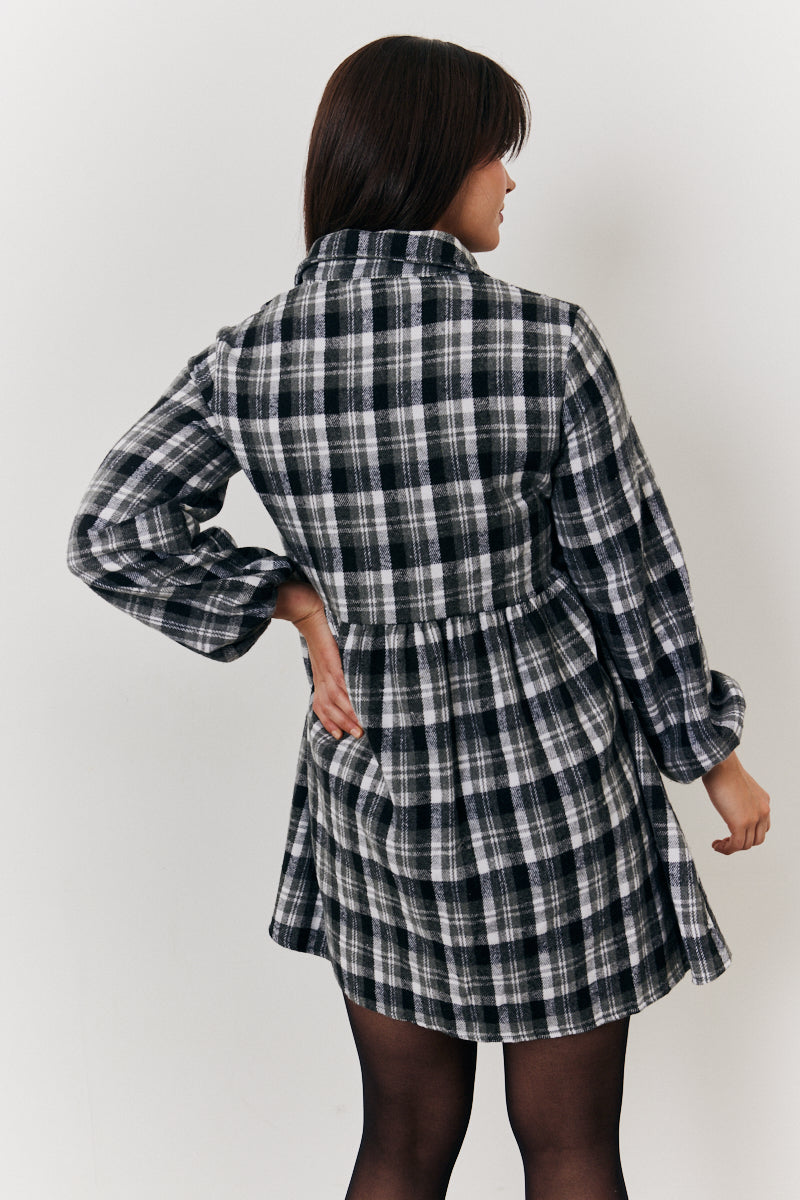 Check Smock Shirt Dress	