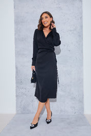Wrap Collared Midi Dress