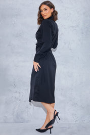 Wrap Collared Midi Dress