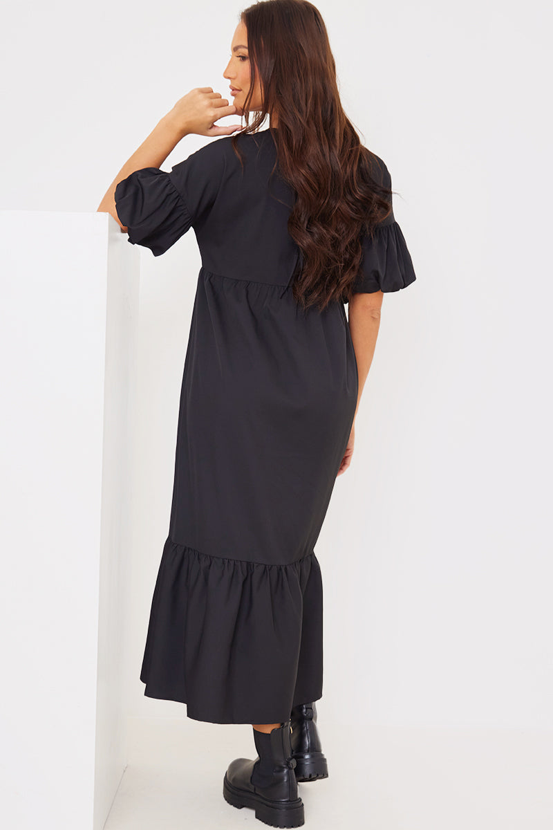 V Neck Smock Maxi Dress