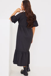 V Neck Smock Maxi Dress