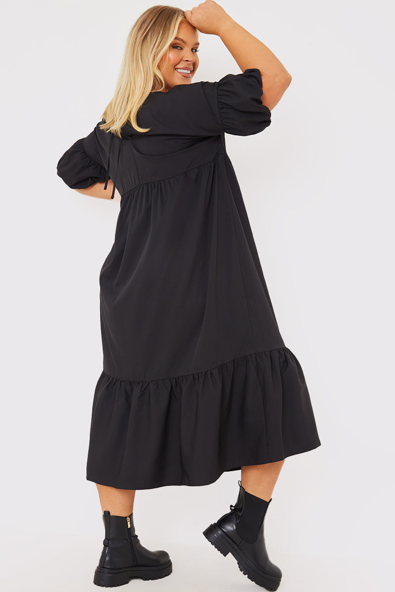 ONLY ONLCLARA SMOCK BOW DRESS - Maxi-jurk - black/leo/zwart