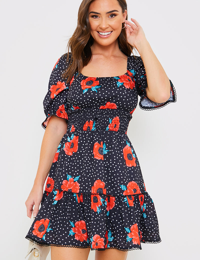 Puff Sleeve Milkmaid Mini Dress