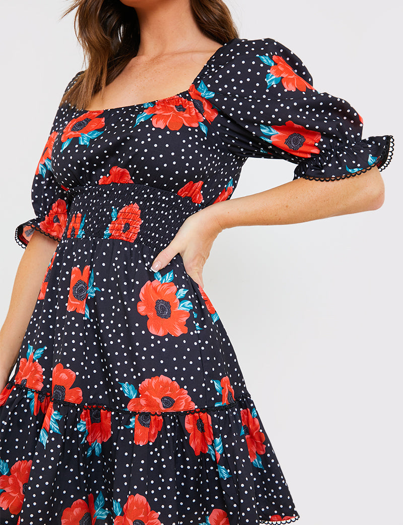 Puff Sleeve Milkmaid Mini Dress