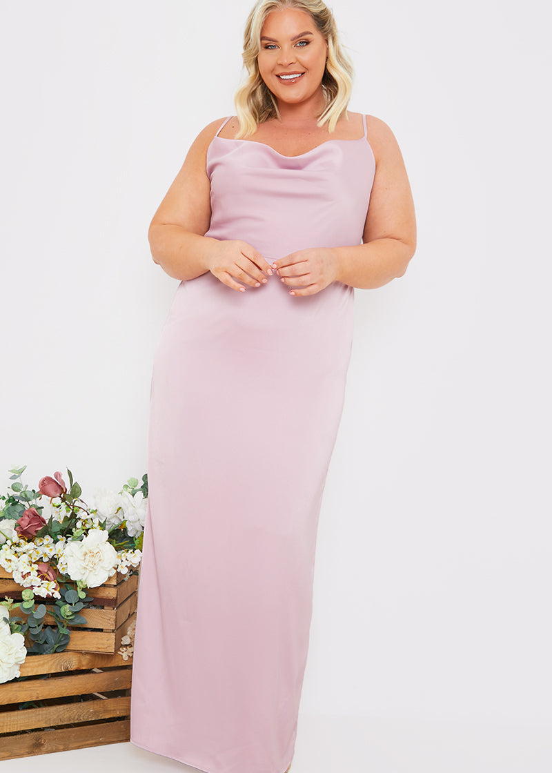 Satin Cowl Neck Maxi Dress