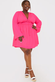 Tie Detail Plunge Skater Dress