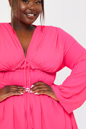 Tie Detail Plunge Skater Dress