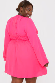 Tie Detail Plunge Skater Dress
