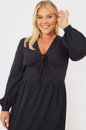 Tie Front Waist Detail Midi Dress