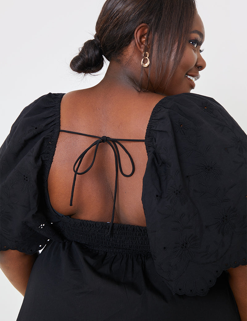 Broderie Trim Maxi Dress