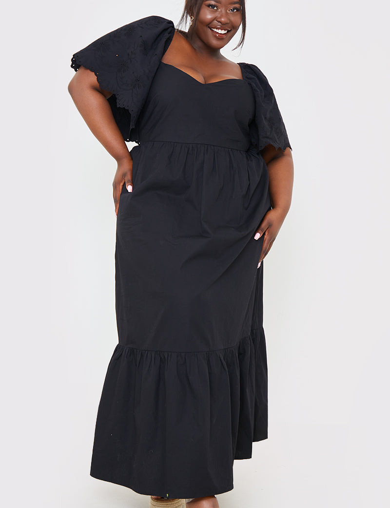 Broderie Trim Maxi Dress