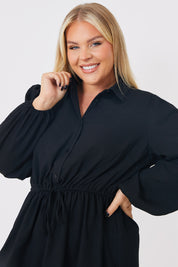 Ruffle Hem Mini Shirt Dress