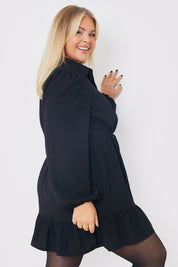 Ruffle Hem Mini Shirt Dress