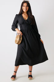 Tie Front Waist Detail Midi Dress