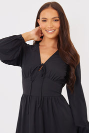 Tie Front Waist Detail Midi Dress