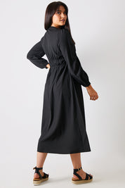 Tie Front Waist Detail Midi Dress
