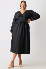 Tie Front Waist Detail Midi Dress