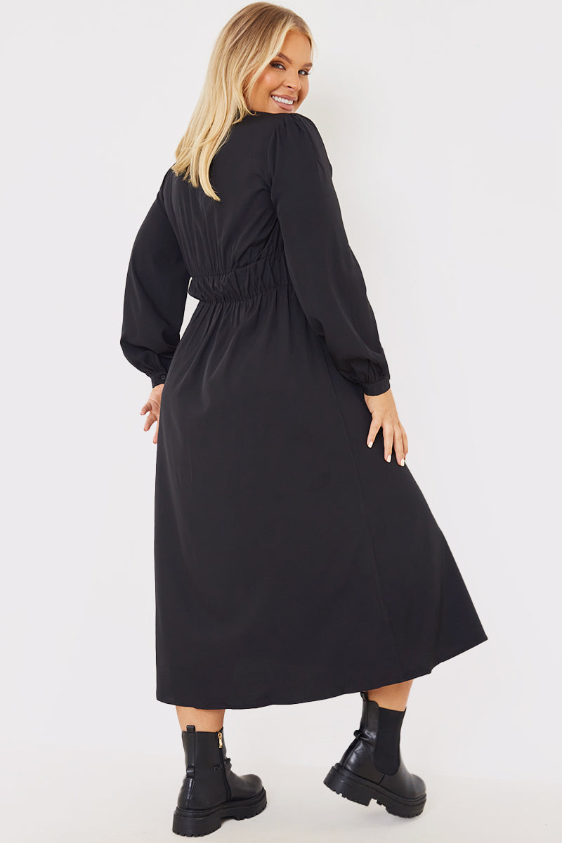 Tie Front Waist Detail Midi Dress