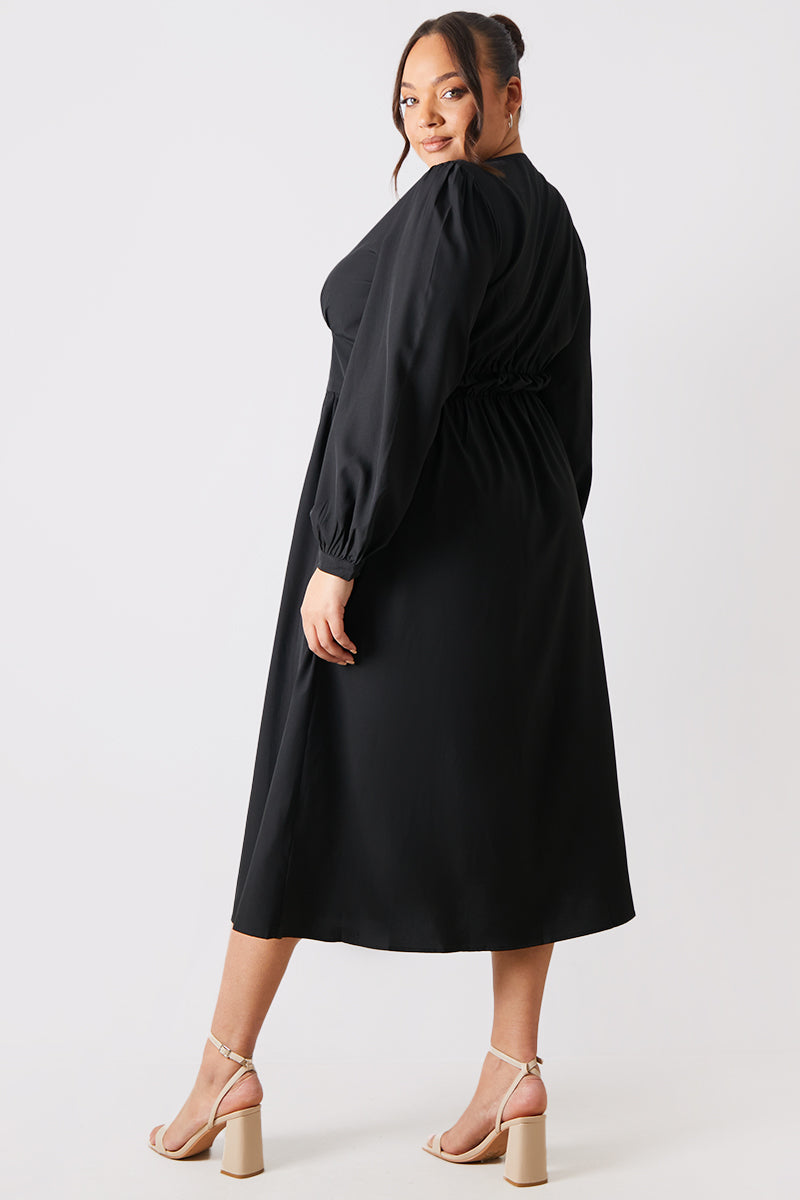Tie Front Waist Detail Midi Dress