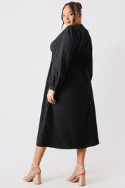 Tie Front Waist Detail Midi Dress