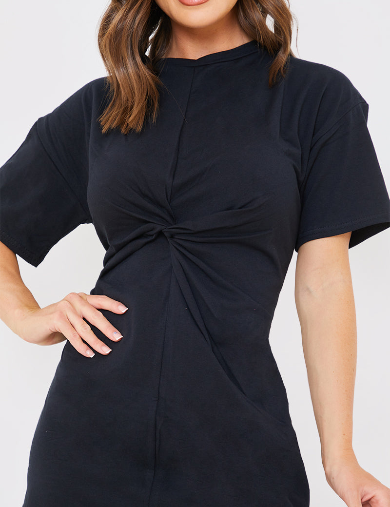 Knot Front T-Shirt Split Hem Dress