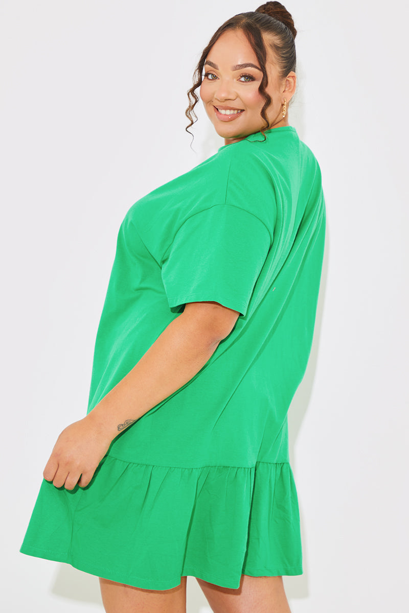 Peplum Hem Dropped Shoulder Tshirt Dress