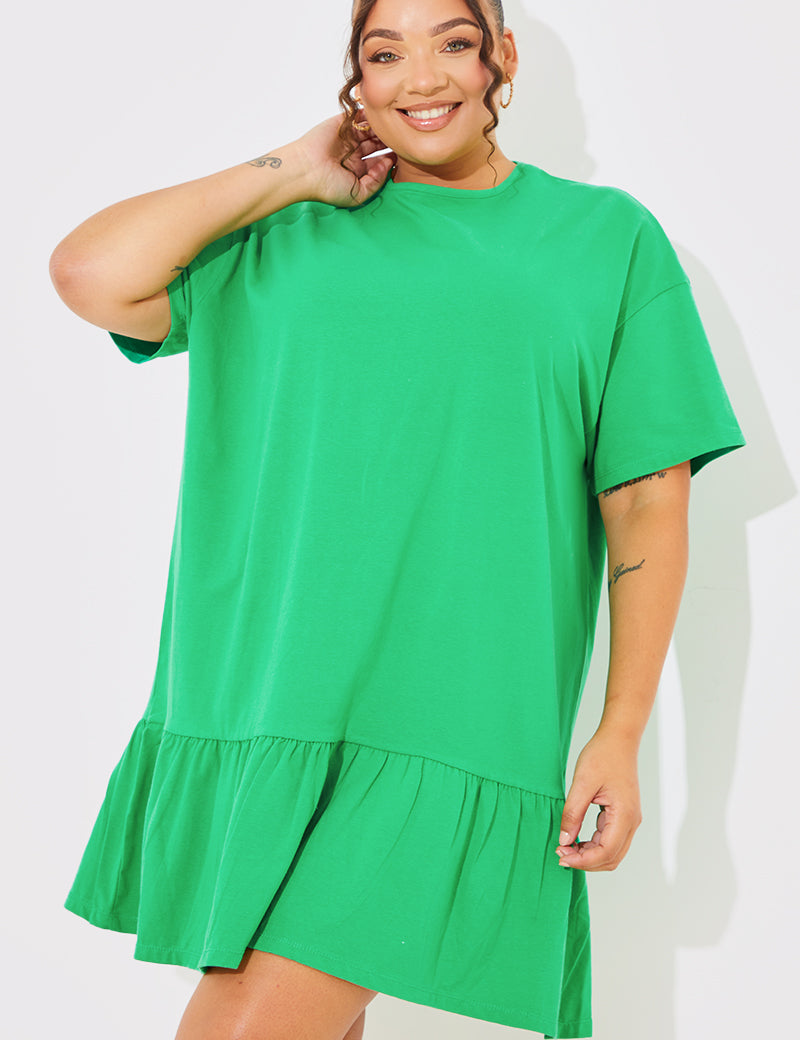 Peplum Hem Dropped Shoulder Tshirt Dress