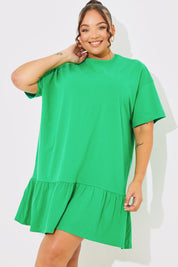 Peplum Hem Dropped Shoulder Tshirt Dress