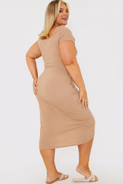 Ribbed Sweetheart Wrap Midi Dress