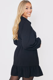 Ruffle Hem Mini Shirt Dress