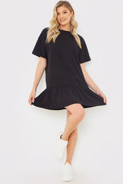 Peplum Hem Dropped Shoulder Tshirt Dress