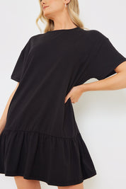 Peplum Hem Dropped Shoulder Tshirt Dress
