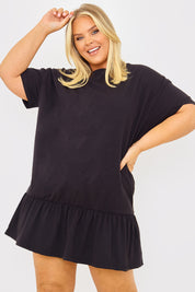 Peplum Hem Dropped Shoulder Tshirt Dress