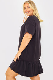 Peplum Hem Dropped Shoulder Tshirt Dress