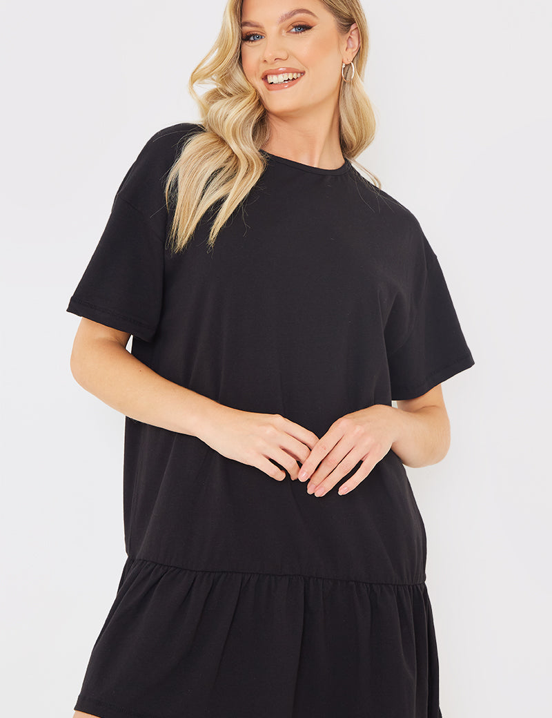 Peplum Hem Dropped Shoulder Tshirt Dress
