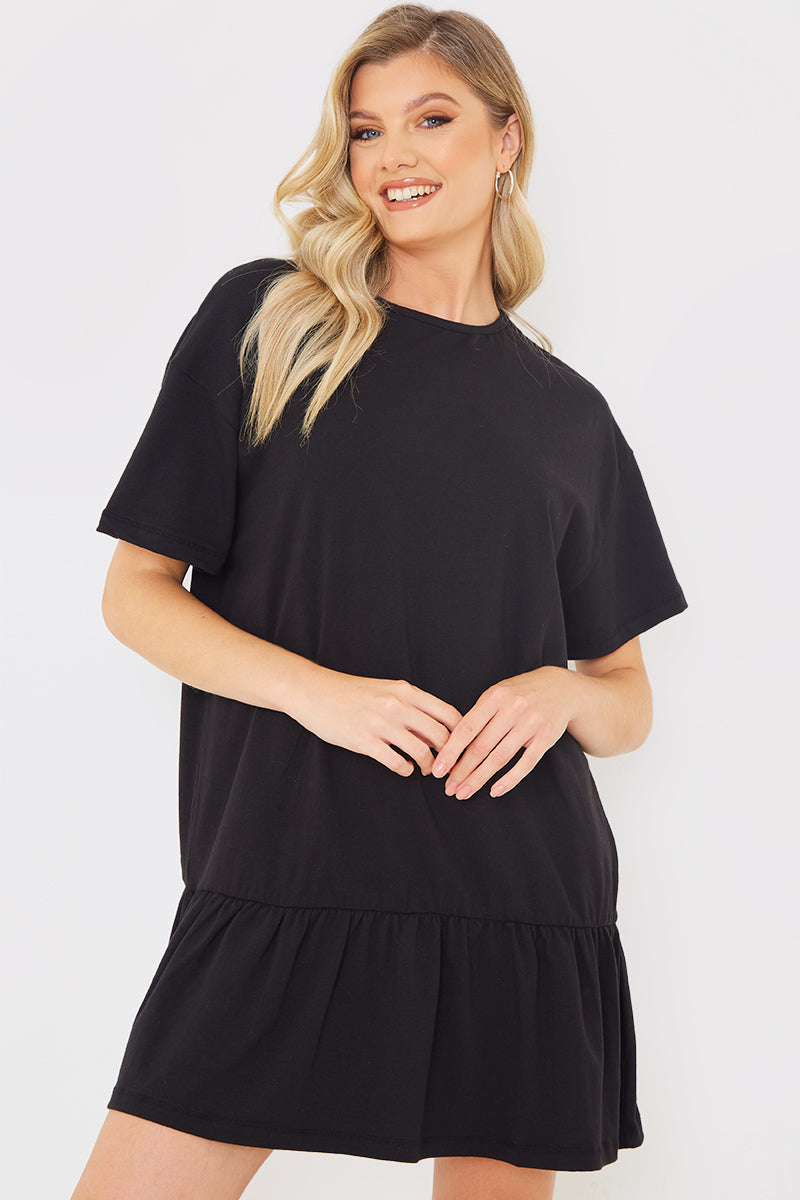 Peplum Hem Dropped Shoulder Tshirt Dress