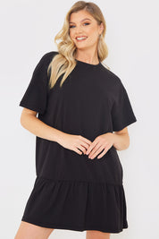 Peplum Hem Dropped Shoulder Tshirt Dress