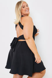 Shirred Cross Back Skater Dress