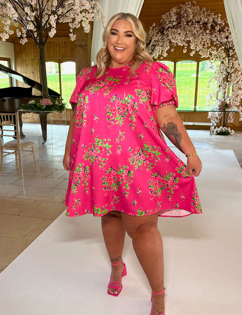 Floral Smock Dress With Tie Back Detail