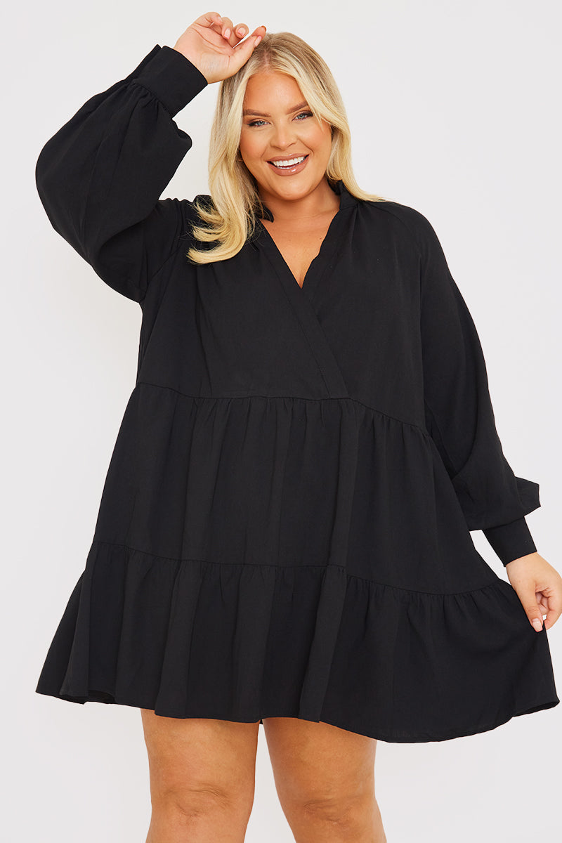 Wrap Front Smock Dress