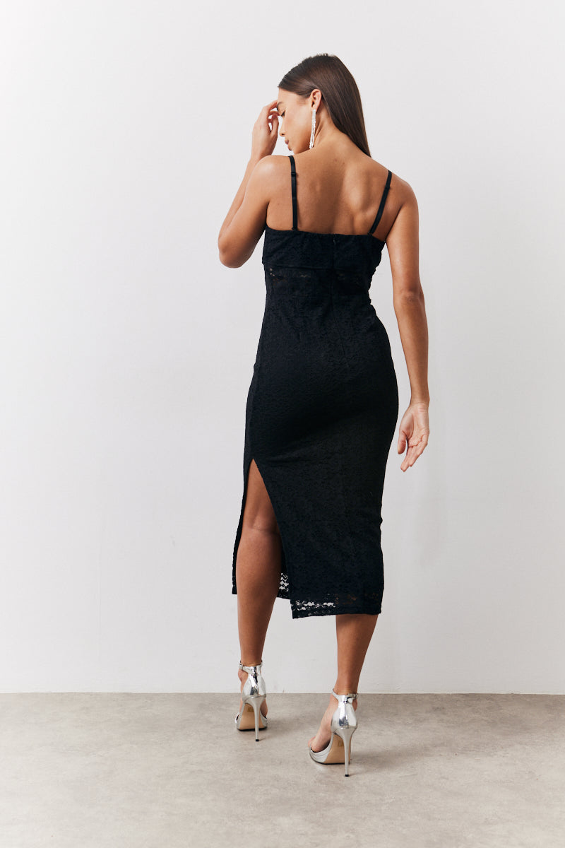 lace bandeau midi dress Sandro Lace Bandeau Crepe Midi Dress XS