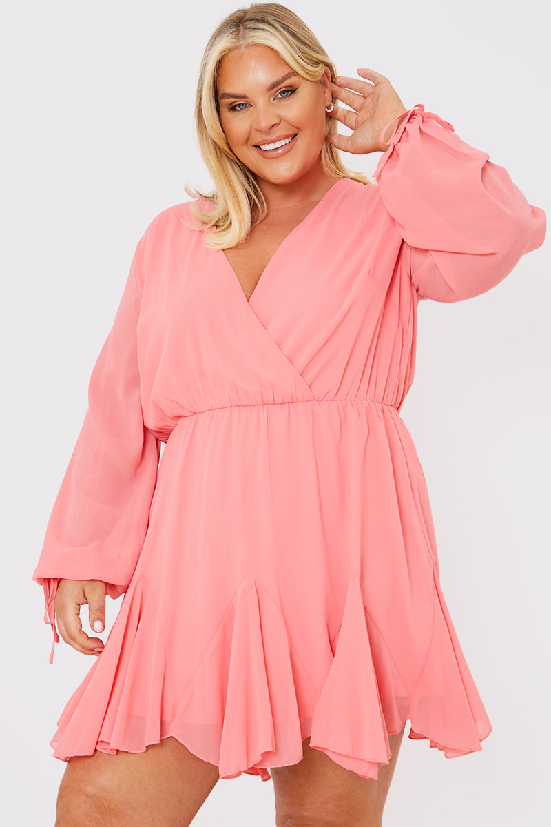 Long Sleeve Wrap Mini Dress