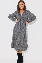 Floral Print Smock Midi Dress
