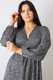 Animal Print Smock Midi Dress
