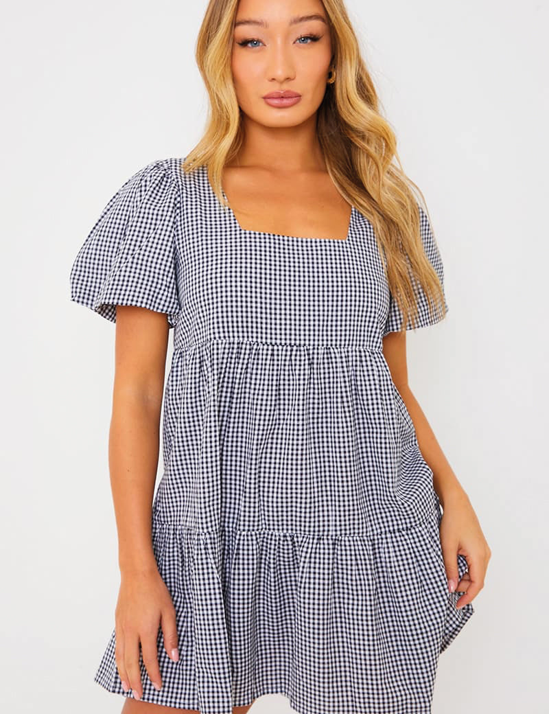 Puff Sleeve Tiered Smock Dress