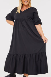 V Neck Smock Maxi Dress
